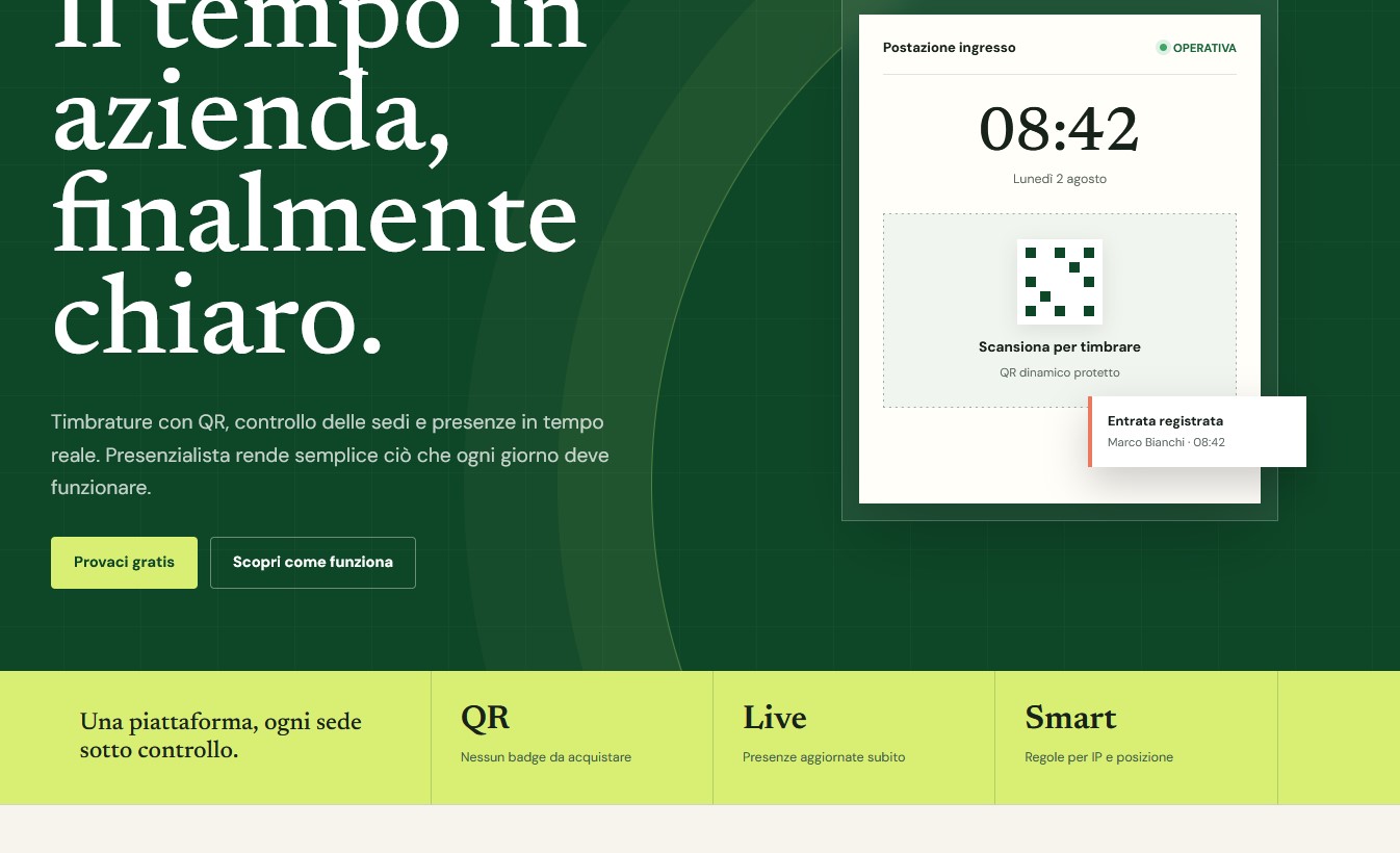 Screenshot Presenzialista